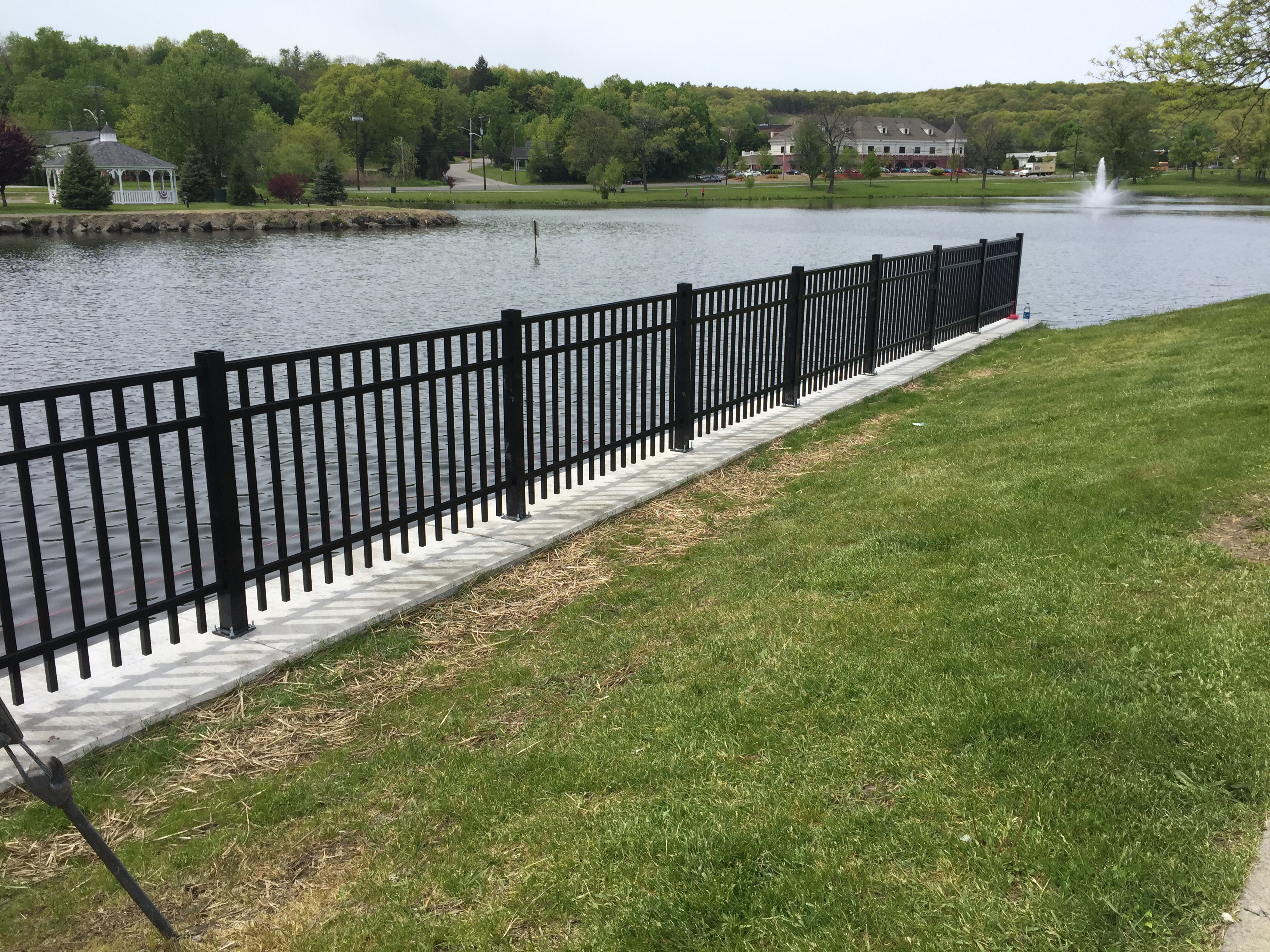 Aluminum Fence along a pond in Monroe NY