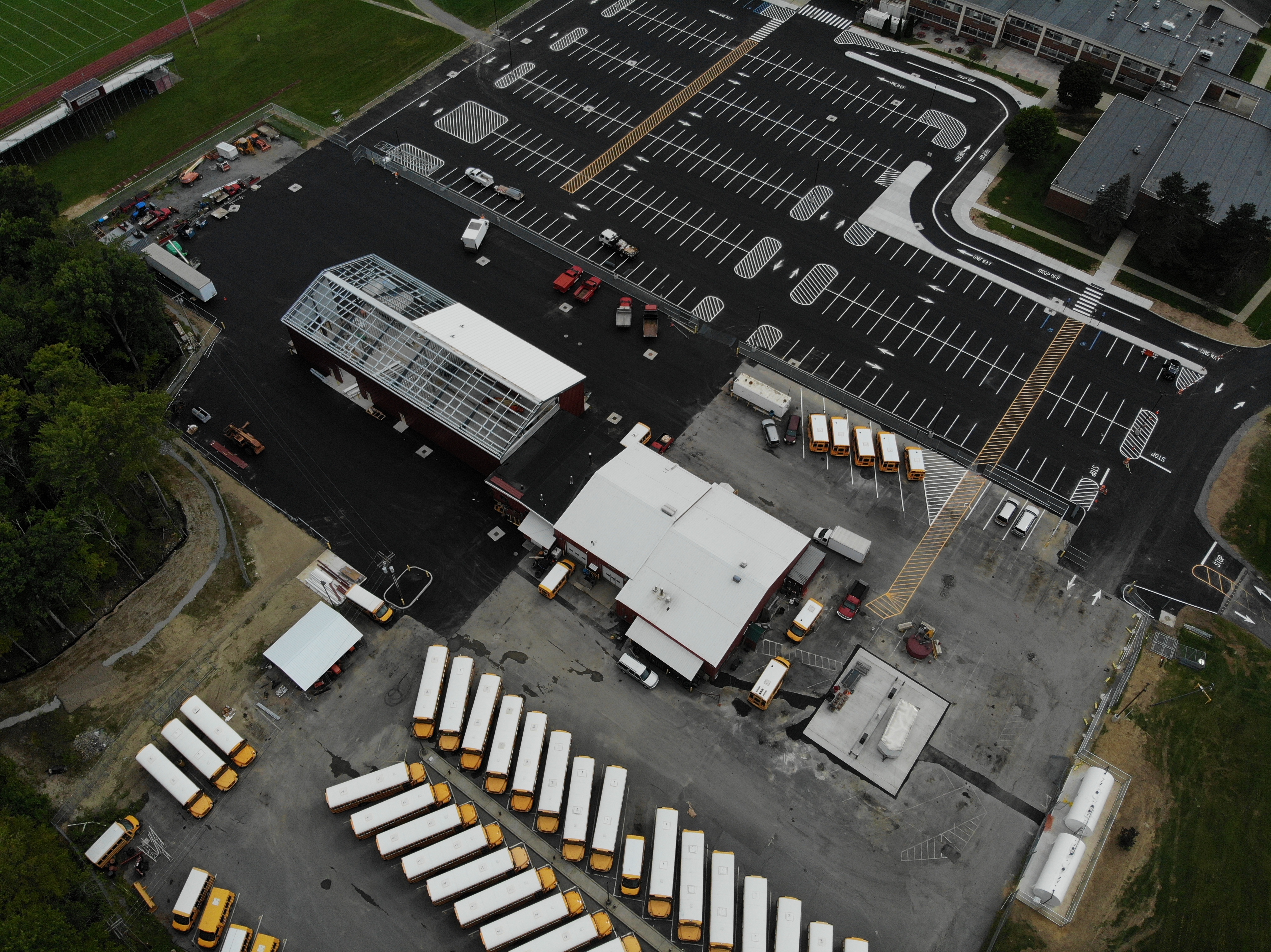 Aerial view of entire NP Bus Garage