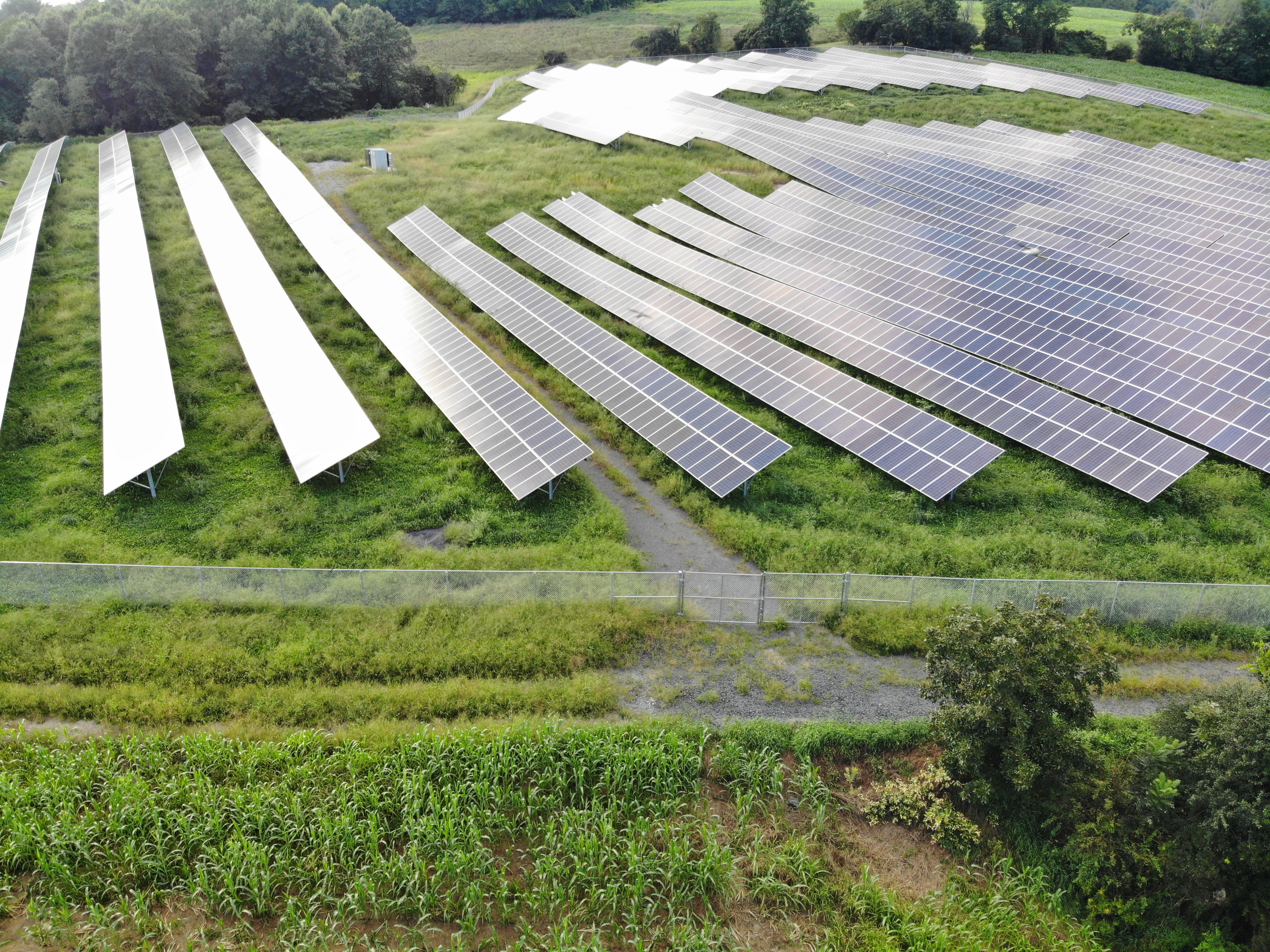 Solar Farm with fence around it + Gate