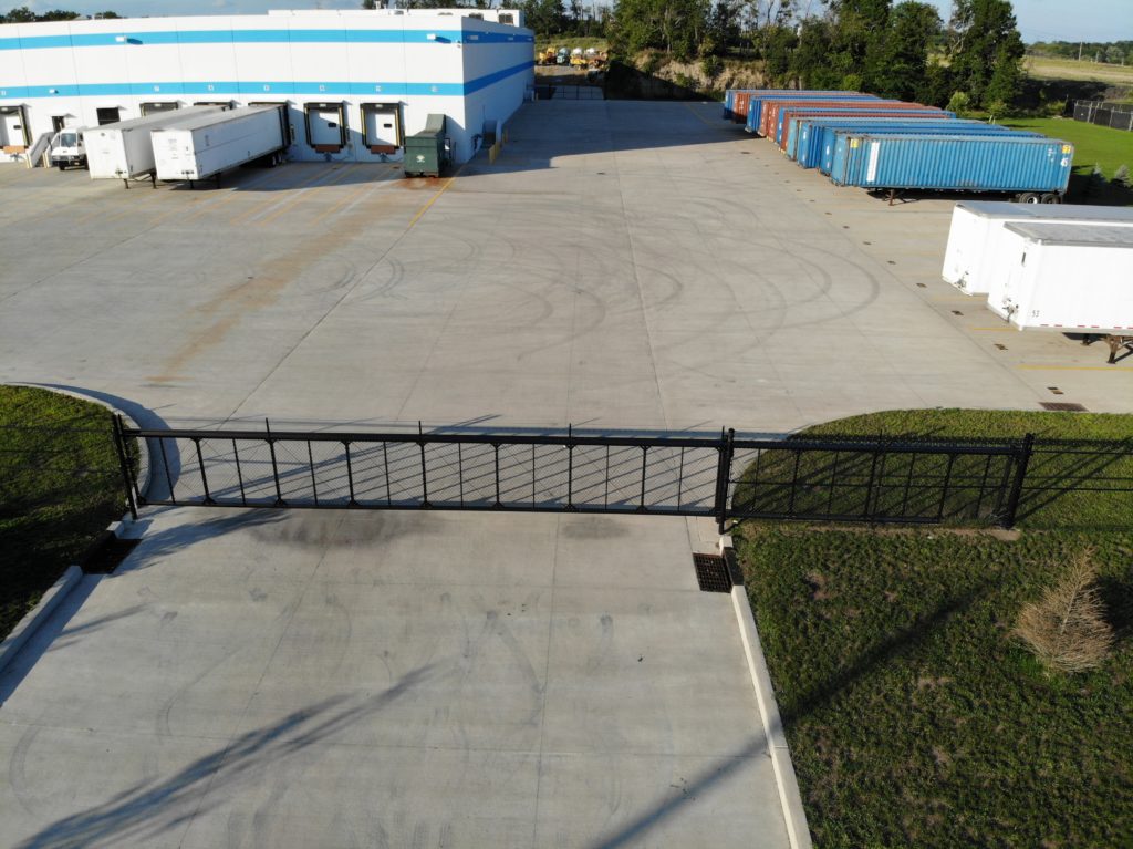 Black security fence at medical facility
