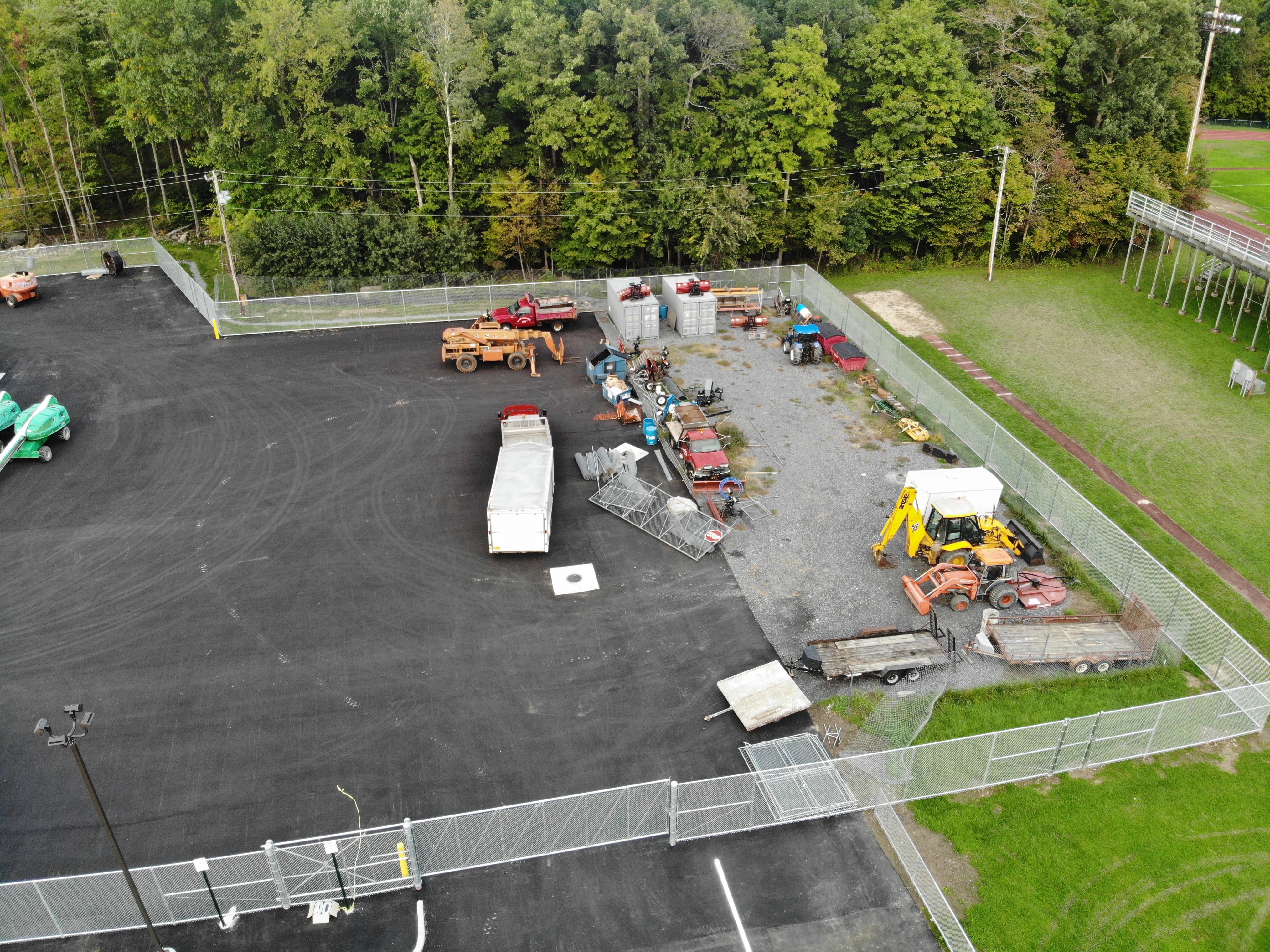 Aerial View of parking lot with fence