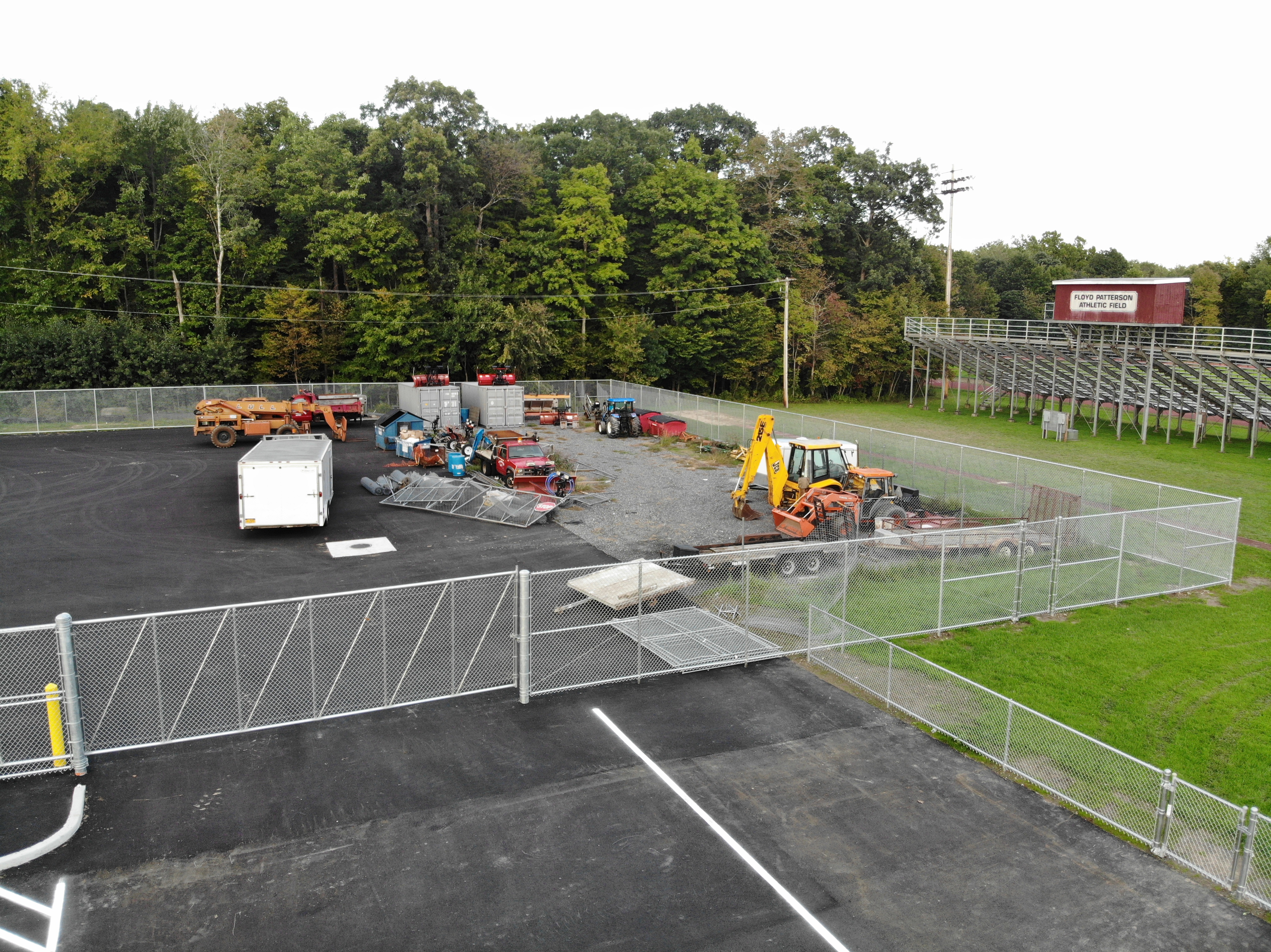 Aerial View of parking lot with fence