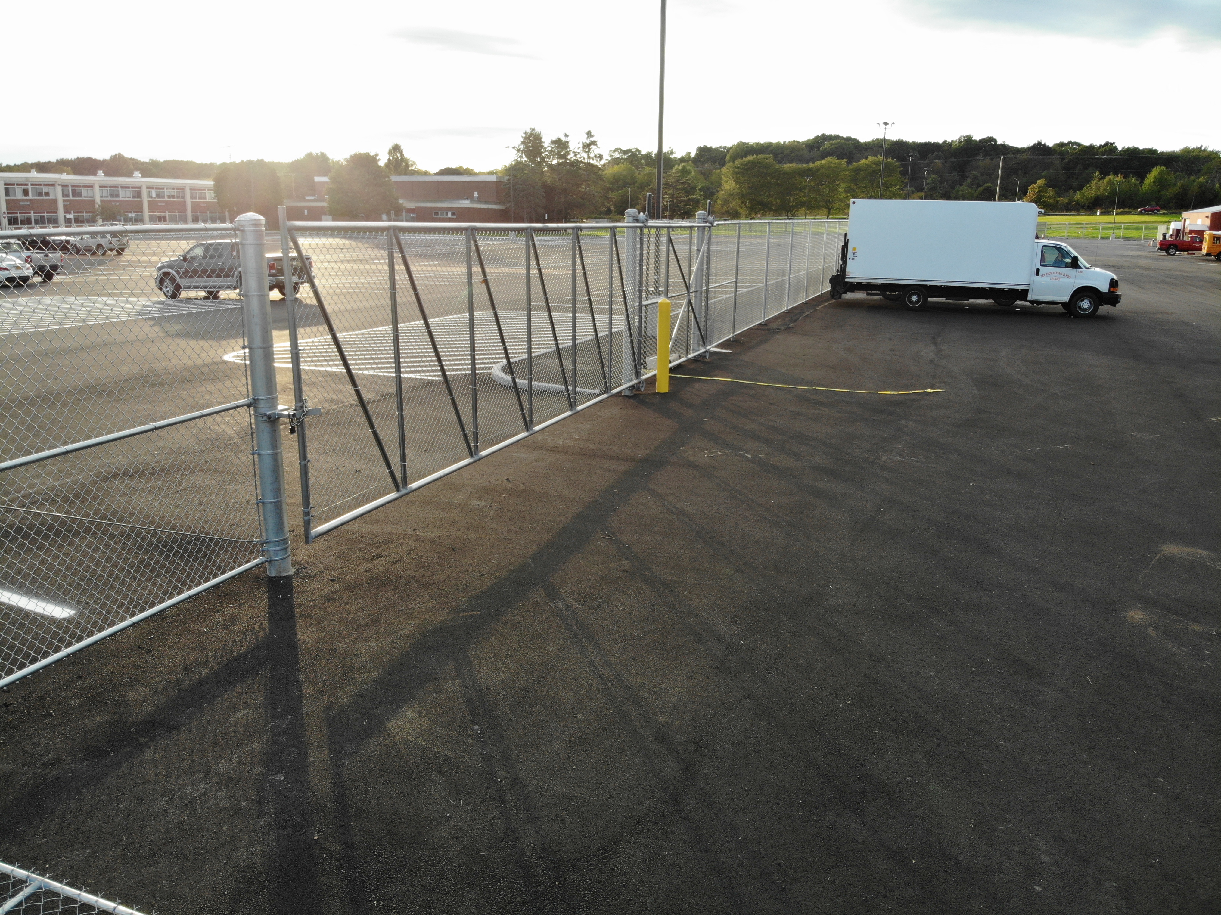 Aerial View of parking lot with fence