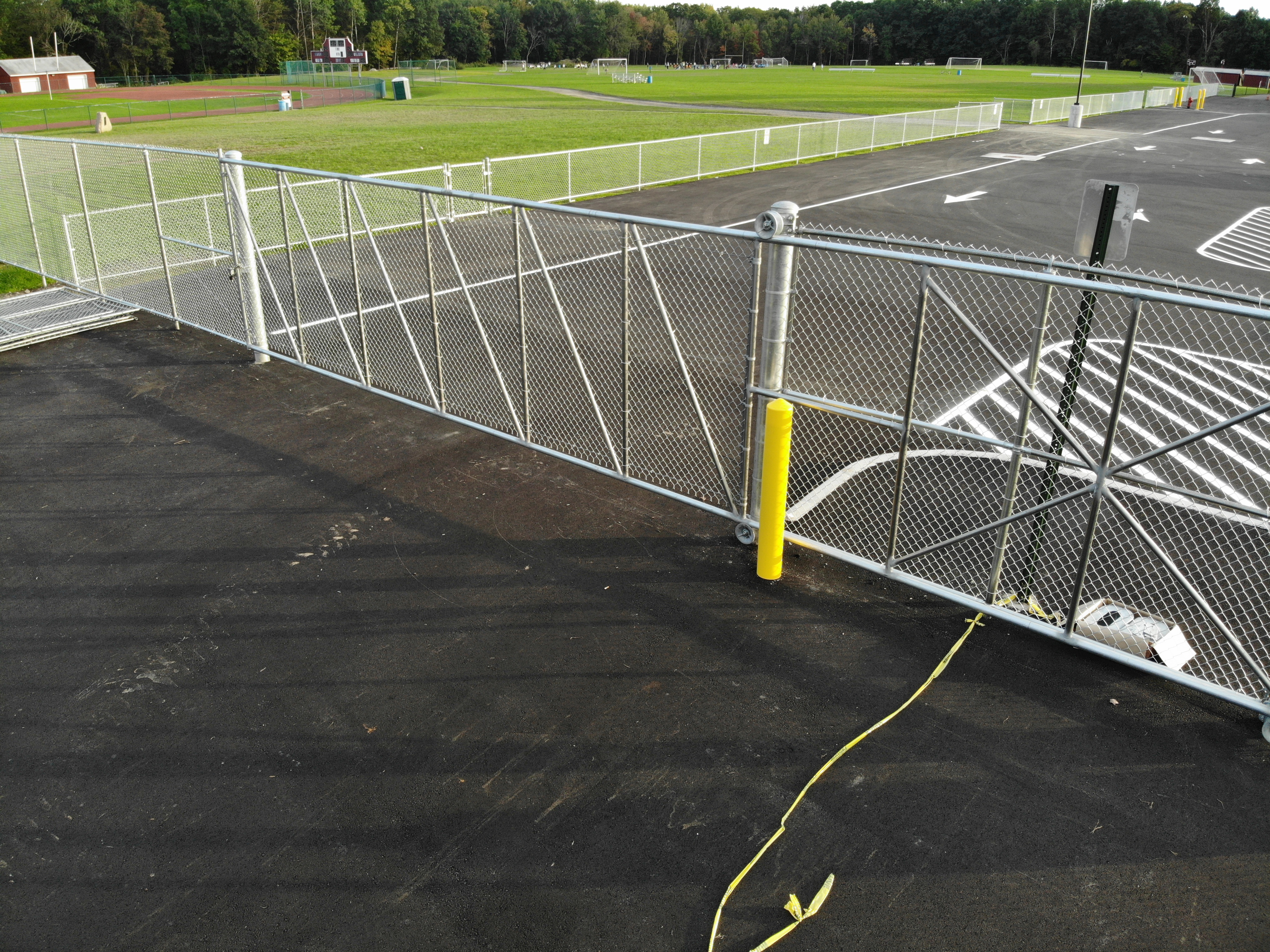 Aerial View of parking lot with fence