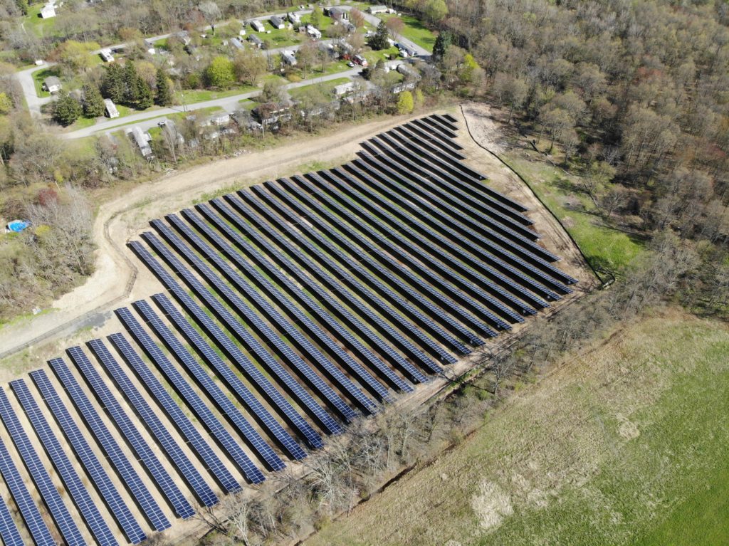 Solar Farm with Black Chainlink Fence